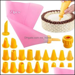 Baking Pastry Tools Bakeware Kitchen Dining Bar Home Garden 23Pcs Cake Icing Pi Nozzles Flower Cream Tips Bag Cupcak Dhq8K