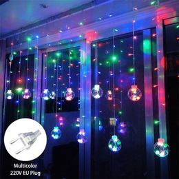 2.5m 12 Ball ing Curtain Light String Christmas Decorations for Year Decoration Xmas Tree Y201020