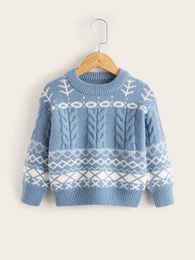 Toddler Boys Geo Pattern Cable Knit Sweater SHE01