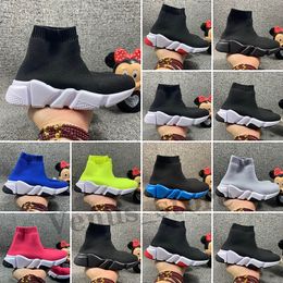 fashion Speed trainer runner shoes Triple-Black city sock knit breathe sport sneaker girls boy youth kid children Eur 24-35