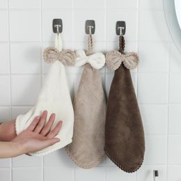 Towel Coral Velvet Bowknot Soft Towels Bathroom Thickened Absorbent Cleaning Hand Home Kitchen Wipe Dishcloths Wiping Rags