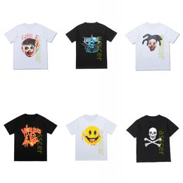 -Famosas camisetas para hombre camisetas cráneo impresas camisetas Hip hop de manga corta de algodón de algodón camiseta de verano de cuello redondo Tamaño S-XL