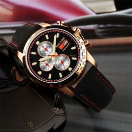 Reef Tiger/RT Sport Watch for Men Chronograph Quartz Watch With And Super Luminous Watch Italian Calfskin Leather Band RGA3029 T200409