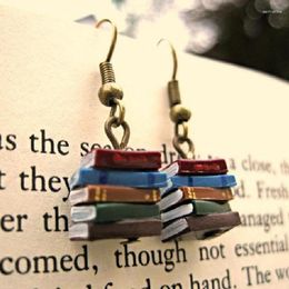 Dangle & Chandelier Stack Of Books Earrings For Women Girl Library Colours Multicolor Book Pendant Fashion Creative Jewelry Christmas Gifts