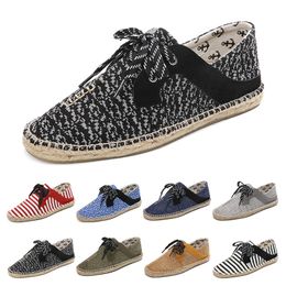 2022 New canvas shoes breathable straw hemp rope mens womens big size 36-44 eur fashion Breathable comfortable black white green Casual three 2032