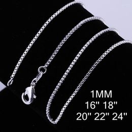 Chains 5pcs/lot Fashion 925 Colour Silver 1MM Box Chain Necklace For Women Men 16-24inch Wedding Accessories Party Jewellery GiftsChains Godl22