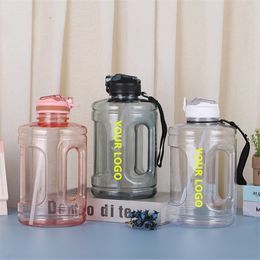 TRITAN Gallon Bottles Mug Customise Logo 0.65Gal/2.5L 1Gal/3.78L Plastic Jug Sports Growler Straw Lid BPA-free Time Marker
