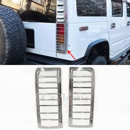 2PCS Car Rear Bumper Tail Light Cover For HUMMER H2 2003-2009 Trim Chrome Tail Lamp Frame Auto Accessories