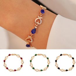 Link Chain Women Crystal Zircon Love-Heart Design Fashion Bracelet Handmade Alloy Jewellery Gifts AIC88 Kent22
