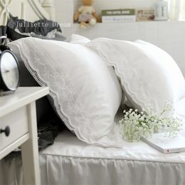 Fashion 2pcs pillow sham European Embroidery lace pillowcase luxury pillowcases princess wedding home textile sweet pillow cover 201114