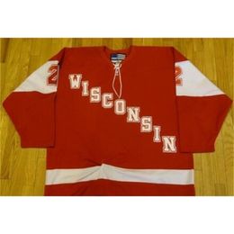 Customise Thr tage JAMIE MCBAIN USED UNIVERISTY OF WISCONSIN HOCKEY JERSEYS Embroidery Stitched or custom any name or number retro Jersey