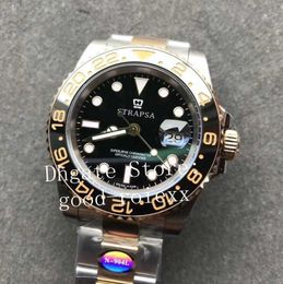 Relógios resistentes à água 904l aço automático Cal.3186 n Factory Watch Real embrulhado 18K ouro nunca desapareceu moldura de cerâmica GMT 116713