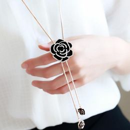 Chains High Quality Camellia Flowers Luxury Sweater Chain Necklace Jewellery Collier Femme Long For WomenChains