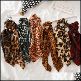 Hair Accessories Tools Products Women Floral Leopard Scrunchies Scarf Elastic Boho Streamers Bow Rope Ties Scrunchie Ponytail Holder For D