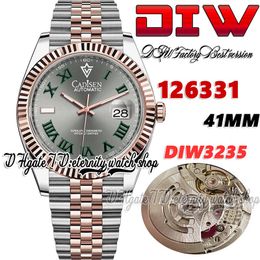 DIWF diw126331 SA3235 Automatic Mens Watch 41MM Fluted Bezel Gray Dial Roman Markers 904L Jubileesteel Bracelet With Same Serial Warranty Card eternity Watches