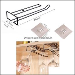 Tabletop Wine Racks Nail- Iron Rack Glass Holder Hanging Bar Hanger Shelf Stainless Steel Stand Paper Roll Drop Delivery 2021 Kitchen Storag