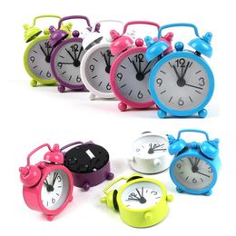 Mini Metal Alarm Clock Candy Colour Table Clocks Round Vintage Electronic Clock Home Decor 4CM