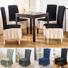 Chair Covers Seat Cover For Chairs Elastic Bubble Yarn Skirt Cining Room Stretch Wedding CoverChair