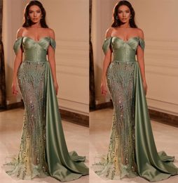 2022 Plus Size Arabic Aso Ebi Mermaid Luxurious Sparkly Prom Dresses Beaded Sequins Evening Formal Party Second Reception Birthday Engagement Gowns Dress ZJ225