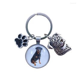 Keychains Rottweiler Husky Chinese Shar Pei Keychain Time Gem Simulated Dog Animal Pet Lover Key Ring Women Men Jewellery Birthday Gift Enek22