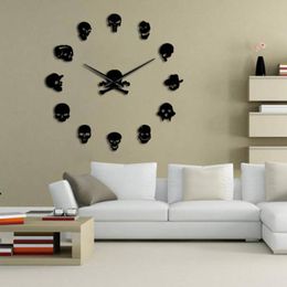 Wall Clocks Modern DIY Large Clock Decorative Art Funny Simple Stickers Mirror Effect Arylic Wanduhr Home DecorWall