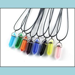 Pendant Necklaces Pendants Jewelry Natural Crystal Hexagonal Opal Cats Eye Pu Chian Necklace For Women Jew Dqm