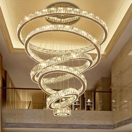 Pendant Lamps Luxury Living Room Modern Chandelier Lighting Large Staircase LED Crystal Lamp Home Decoration Cristal Lustre FixturesPendant