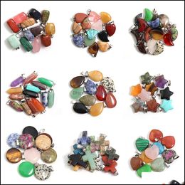 Charms Jewellery Findings Components Mixed Shape Nacklace Pendants Natural Stone Healing Fashion Beads For Maki Dh7Nj
