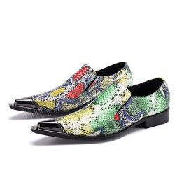 Business Men Snake Skin Dress Shoes Fashion Man Genuine Patent Leather Wedding Shoes Social Sapato Male Oxfords Flats Shoes