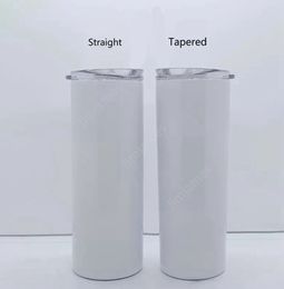 20oz sublimation straight tumblers with straw and lid blanks white Stainless Steel Vacuum Insulated tapered Slim DIY 20 oz Sea Shipping 100pcs DAJ471