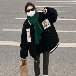 Women's Jackets Harajuku Baseball Jacket Printed Winter 2022 Korean Fashion Preppy Style Couple Thicken Motorcycle