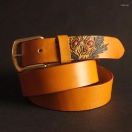 Belts Women Genuine Leather Luxury Strap Male For Men Classice Vintage Pin Buckle Belt Vegetable Tanned 130cmBelts Fred22