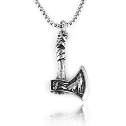 Pendant Necklaces Norse Viking Celtic Fenrir Wolf Axe Necklace Men's Jewelry GiftPendant