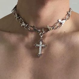 Pendant Necklaces Y2K Aesthetic Punk Style Rhinestone Cross Necklace Alloyed Geometric Crucifix For Woman JewelryPendant