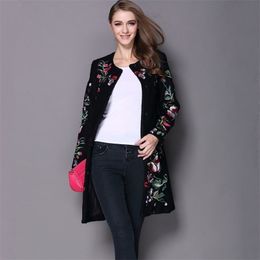 2020 women winter coat embroidered neck long sleeved O button female coat elegant fashion coat LJ201109