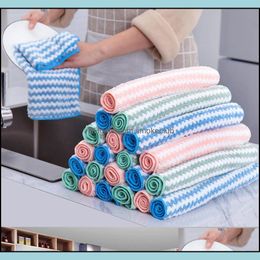Mtifunction Home Washing Dish Cleaning Towel Striped Absorbent Microfiber Cloth Kitchen Supplies Wi Rags Drop Delivery 2021 Cloths Household