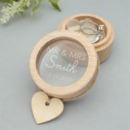 Personalized Wooden Holder Box Engagement Proposal Custom Ring Bearer Engraved Rustic Wedding Gifts Party Favors 220613