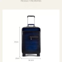 Italian Cowhide Leather Trolley Case Luxury Business Luggage quot Genuine Leather Universal Wheel Password Boarding Soft Sui ber trunk suitcase luti handcrafted