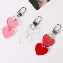 Keychains Fashion Transparent Heart Keychain For Women Charm Acrylic Lover Car Bag Pendant Earphone Protective Cover Keyring Jewellery Gift En