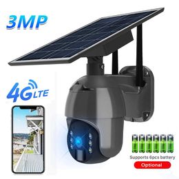 Cameras 4G SIM Card Solar Powered Outdoor IP Camera 3MP 1536P Rechargeable 18650 Battery Video Surveillance CCTV CameraIP