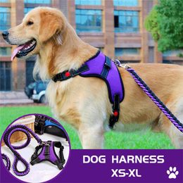 Dog Collars & Leashes Black Harness Vest Adjustable Pet Chest Strap Reflective For Small Medium Large Big Dogs With Handle Outdoor Training