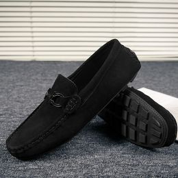 Men Casual Shoes Handmade Suede Leather Loafers Moccasins Slip on Flats Male Driving Shoes Sneakers Breathable Lightweight Comfy