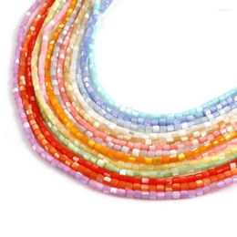 Other 112 PCs/Strand Cylinder Shell Loose Beads Multicolor Dyed Spacer For DIY Necklace Bracelet Jewelry Making About 4mmx 3.5mm Rita22