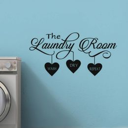 Wall Stickers Wash Dry Repeat Lettering The Laundry Room Sign Decal Shop Art Poster Decor