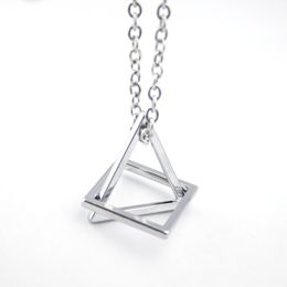 Pendant Necklaces Korean Space Personality Street Hip Hop Geometric Trend Triangle Square Student Couple Necklace