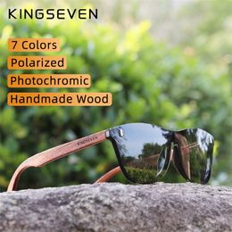 KINGSEVEN Pochromic Women's Glasses Natural Bubinga Wooden Sunglasses Men Polarized Sun Original Wood D Sol 220511