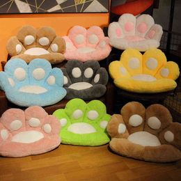 Cm Colours Animals Cat Bear Leg Filled Seat Cushion Plush Ornamental Brown Green Grey Yellow for Floor Sofa Winter Gift J220704