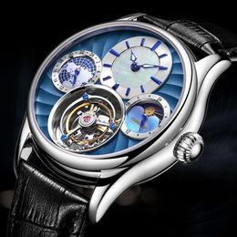 Orologi da polso Orologi AESOP Orologio da uomo Real Tourbillon GMT Meccanico a carica manuale Top Orologio da uomo Zaffiro blu Relogio Masculino