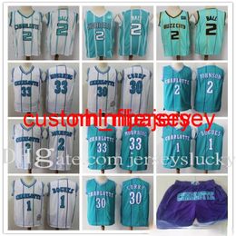 Mens 2 Larry Johnson 33 Alonzo Mourning 1 Bogues 30 Dell Curry 2 LaMelo Ball Basketball Shorts Jerseys S-XXL