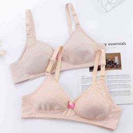 Wireless Sexy Push Up Bra Skin Colour Cotton Thin Bras For Women Comfortable Soft Intimates Lingerie Bra Plus Size 38 40 42 44BC L220726